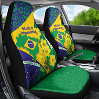 Brazil Independence Day Car Seat Cover Ordem e Progresso Map With Golden Trumpet - Wonder Print Shop