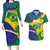 Brazil Independence Day Couples Matching Long Sleeve Bodycon Dress and Hawaiian Shirt Ordem e Progresso Map With Golden Trumpet - Wonder Print Shop