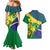 Brazil Independence Day Couples Matching Mermaid Dress and Hawaiian Shirt Ordem e Progresso Map With Golden Trumpet - Wonder Print Shop