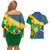 Brazil Independence Day Couples Matching Off Shoulder Short Dress and Hawaiian Shirt Ordem e Progresso Map With Golden Trumpet - Wonder Print Shop
