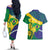 Brazil Independence Day Couples Matching Off The Shoulder Long Sleeve Dress and Hawaiian Shirt Ordem e Progresso Map With Golden Trumpet - Wonder Print Shop