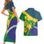 Brazil Independence Day Couples Matching Short Sleeve Bodycon Dress and Hawaiian Shirt Ordem e Progresso Map With Golden Trumpet - Wonder Print Shop