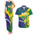 Brazil Independence Day Couples Matching Tank Maxi Dress and Hawaiian Shirt Ordem e Progresso Map With Golden Trumpet - Wonder Print Shop