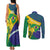 Brazil Independence Day Couples Matching Tank Maxi Dress and Long Sleeve Button Shirt Ordem e Progresso Map With Golden Trumpet - Wonder Print Shop