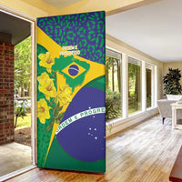 Brazil Independence Day Door Cover Ordem e Progresso Map With Golden Trumpet - Wonder Print Shop