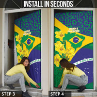 Brazil Independence Day Door Cover Ordem e Progresso Map With Golden Trumpet - Wonder Print Shop
