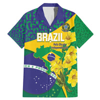 Brazil Independence Day Family Matching Mermaid Dress and Hawaiian Shirt Ordem e Progresso Map With Golden Trumpet - Wonder Print Shop