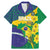Brazil Independence Day Family Matching Mermaid Dress and Hawaiian Shirt Ordem e Progresso Map With Golden Trumpet - Wonder Print Shop