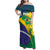 Brazil Independence Day Family Matching Off Shoulder Maxi Dress and Hawaiian Shirt Ordem e Progresso Map With Golden Trumpet - Wonder Print Shop