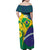 Brazil Independence Day Family Matching Off Shoulder Maxi Dress and Hawaiian Shirt Ordem e Progresso Map With Golden Trumpet - Wonder Print Shop