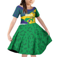 Brazil Independence Day Family Matching Off Shoulder Short Dress and Hawaiian Shirt Ordem e Progresso Map With Golden Trumpet - Wonder Print Shop