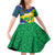 Brazil Independence Day Family Matching Off Shoulder Short Dress and Hawaiian Shirt Ordem e Progresso Map With Golden Trumpet - Wonder Print Shop
