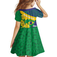 Brazil Independence Day Family Matching Off Shoulder Short Dress and Hawaiian Shirt Ordem e Progresso Map With Golden Trumpet - Wonder Print Shop