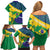 Brazil Independence Day Family Matching Off Shoulder Short Dress and Hawaiian Shirt Ordem e Progresso Map With Golden Trumpet - Wonder Print Shop