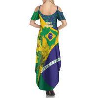 Brazil Independence Day Family Matching Summer Maxi Dress and Hawaiian Shirt Ordem e Progresso Map With Golden Trumpet - Wonder Print Shop