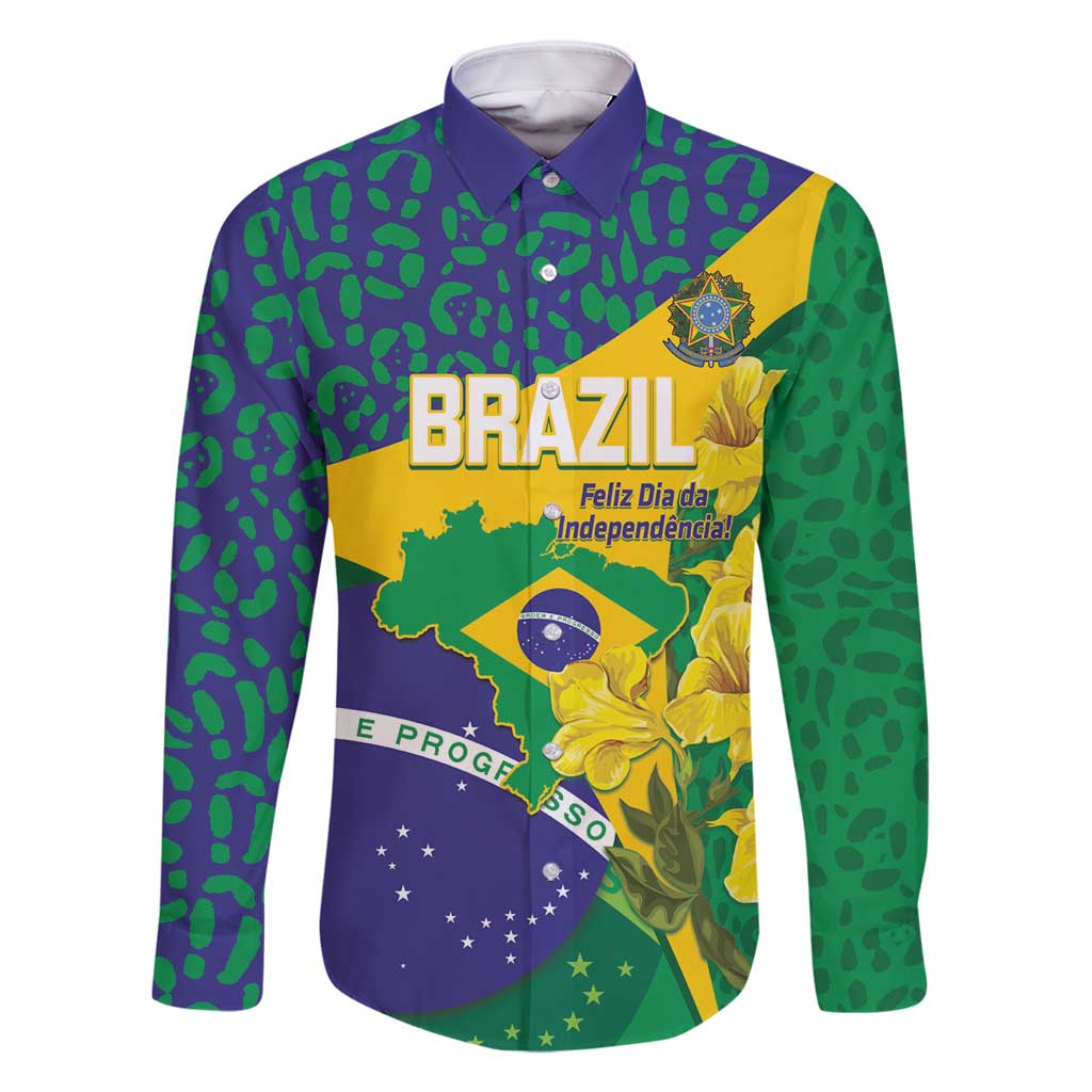 Brazil Independence Day Family Matching Tank Maxi Dress and Hawaiian Shirt Ordem e Progresso Map With Golden Trumpet - Wonder Print Shop