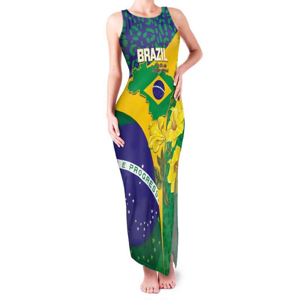 Brazil Independence Day Family Matching Tank Maxi Dress and Hawaiian Shirt Ordem e Progresso Map With Golden Trumpet - Wonder Print Shop
