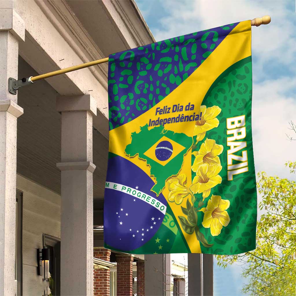 Brazil Independence Day Garden Flag Ordem e Progresso Map With Golden Trumpet - Wonder Print Shop