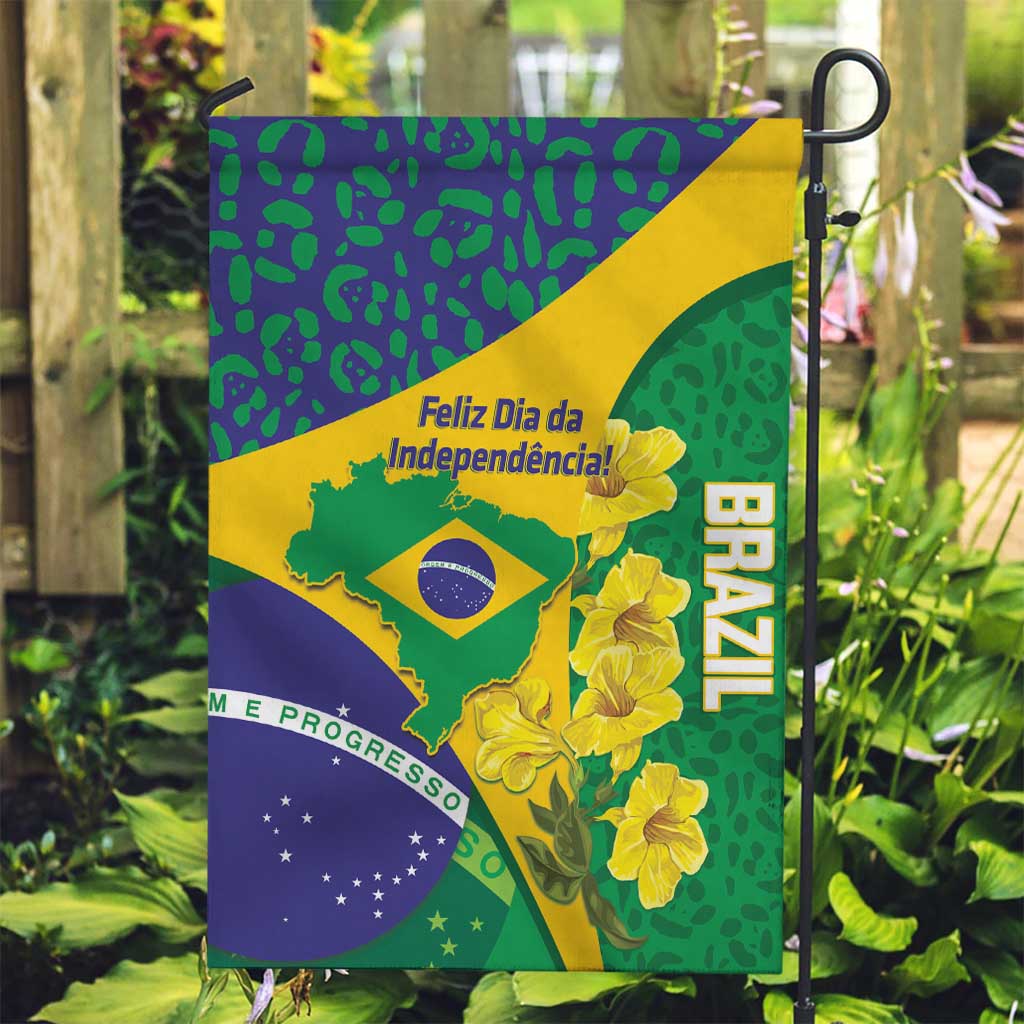 Brazil Independence Day Garden Flag Ordem e Progresso Map With Golden Trumpet - Wonder Print Shop