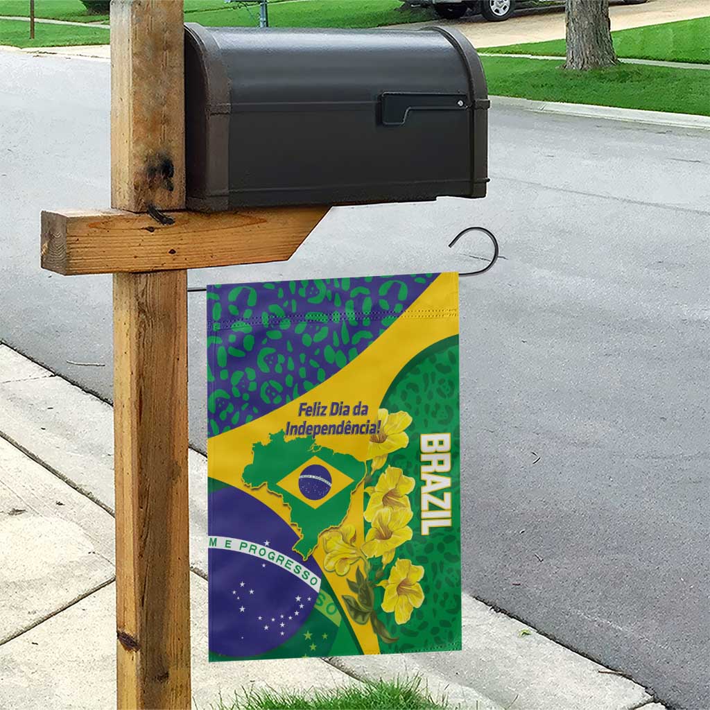 Brazil Independence Day Garden Flag Ordem e Progresso Map With Golden Trumpet - Wonder Print Shop