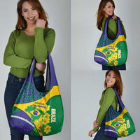Brazil Independence Day Grocery Bag Ordem e Progresso Map With Golden Trumpet - Wonder Print Shop