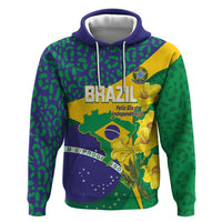 Brazil Independence Day Hoodie Ordem e Progresso Map With Golden Trumpet - Wonder Print Shop