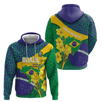 Brazil Independence Day Hoodie Ordem e Progresso Map With Golden Trumpet - Wonder Print Shop