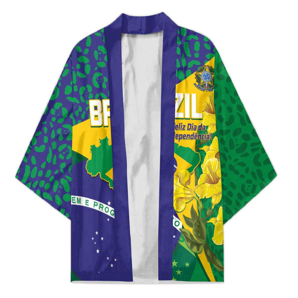 Brazil Independence Day Kimono Ordem e Progresso Map With Golden Trumpet - Wonder Print Shop