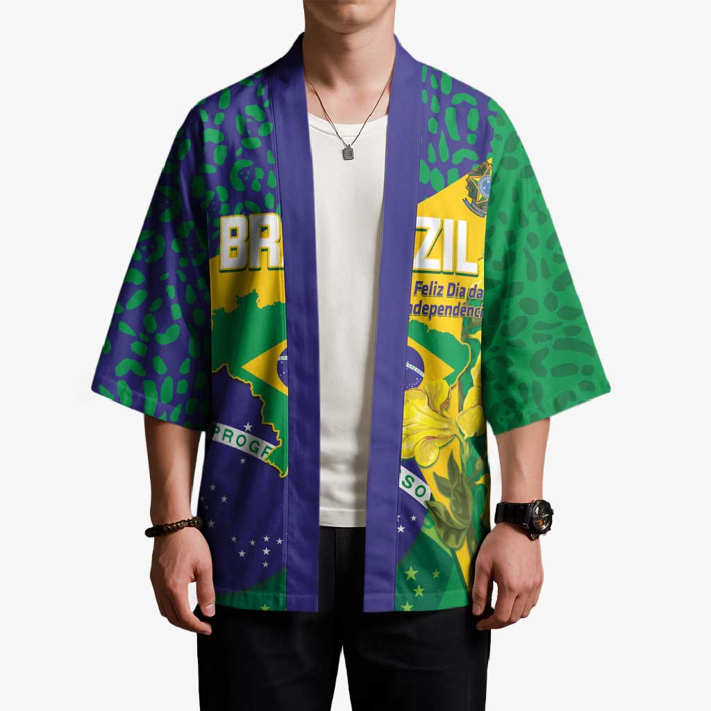 Brazil Independence Day Kimono Ordem e Progresso Map With Golden Trumpet - Wonder Print Shop