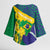Brazil Independence Day Kimono Sleeve Blouse Ordem e Progresso Map With Golden Trumpet - Wonder Print Shop