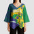 Brazil Independence Day Kimono Sleeve Blouse Ordem e Progresso Map With Golden Trumpet - Wonder Print Shop