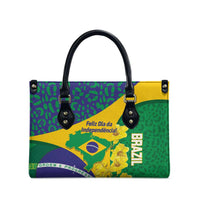 Brazil Independence Day Leather Bag Ordem e Progresso Map With Golden Trumpet - Wonder Print Shop