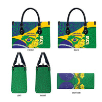 Brazil Independence Day Leather Bag Ordem e Progresso Map With Golden Trumpet - Wonder Print Shop