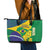 Brazil Independence Day Leather Tote Bag Ordem e Progresso Map With Golden Trumpet - Wonder Print Shop