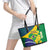 Brazil Independence Day Leather Tote Bag Ordem e Progresso Map With Golden Trumpet - Wonder Print Shop