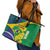 Brazil Independence Day Leather Tote Bag Ordem e Progresso Map With Golden Trumpet - Wonder Print Shop