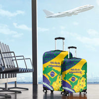 Brazil Independence Day Luggage Cover Ordem e Progresso Map With Golden Trumpet - Wonder Print Shop