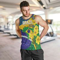 Brazil Independence Day Men Tank Top Ordem e Progresso Map With Golden Trumpet - Wonder Print Shop