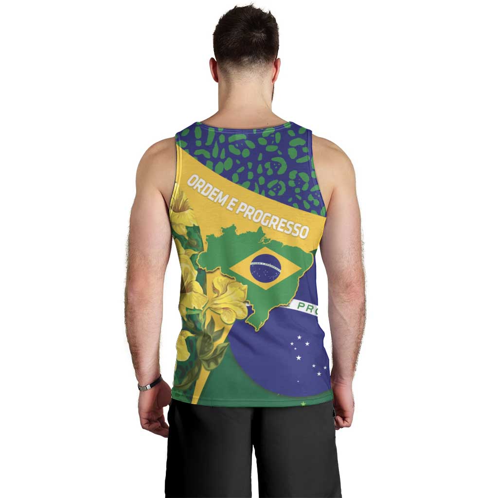 Brazil Independence Day Men Tank Top Ordem e Progresso Map With Golden Trumpet - Wonder Print Shop