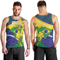 Brazil Independence Day Men Tank Top Ordem e Progresso Map With Golden Trumpet - Wonder Print Shop