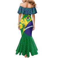 Brazil Independence Day Mermaid Dress Ordem e Progresso Map With Golden Trumpet - Wonder Print Shop