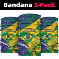 Brazil Independence Day Neck Gaiter Ordem e Progresso Map With Golden Trumpet - Wonder Print Shop