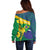 Brazil Independence Day Off Shoulder Sweater Ordem e Progresso Map With Golden Trumpet - Wonder Print Shop