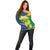 Brazil Independence Day Off Shoulder Sweater Ordem e Progresso Map With Golden Trumpet - Wonder Print Shop