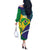 Brazil Independence Day Off The Shoulder Long Sleeve Dress Ordem e Progresso Map With Golden Trumpet - Wonder Print Shop