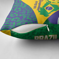 Brazil Independence Day Pillow Cover Ordem e Progresso Map With Golden Trumpet - Wonder Print Shop