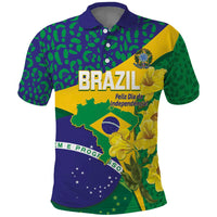 Brazil Independence Day Polo Shirt Ordem e Progresso Map With Golden Trumpet - Wonder Print Shop