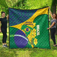 Brazil Independence Day Quilt Ordem e Progresso Map With Golden Trumpet - Wonder Print Shop