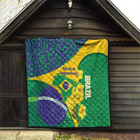 Brazil Independence Day Quilt Ordem e Progresso Map With Golden Trumpet - Wonder Print Shop