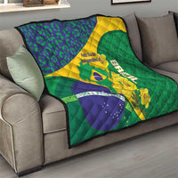 Brazil Independence Day Quilt Ordem e Progresso Map With Golden Trumpet - Wonder Print Shop